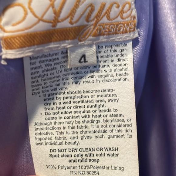 ALYCE Orchid  Evening Gown, size 6 with spaghetti straps. - Picture 8 of 8